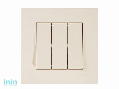 Выключатель 3- клав. (скрытый, пруж. зажим) кремовый, RITA, MUTLUSAN (10 A, 250 V, IP 20)