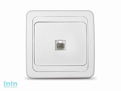 Розетка 1-ая телефонная (скрытая) белая, Валери, UNIVersal