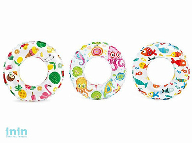 Надувной круг для плавания Lively Print, 61 см, INTEX (от 3 до 6 лет, цвета в ассортименте)