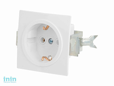 Розетка 1-ая (скрытая, с/з) белая, Стандарт, Юпитер (RS 16-133-1-Б, механизм) (ЮПИТЕР)