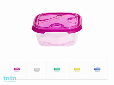 Контейнер пласт. прямоуг. 1 л, с крышкой, Frigo, DRINA (160х160х70 мм, цвета в ассортименте)