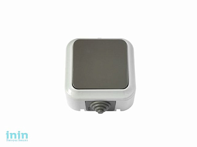 Выключатель 1 клав. (открытый, 6А, брызг. защ.) серый, Пралеска Аква, Bylectrica (Выключатель  А1 6-222(03)    одноклавишный брызгозащищенный открытой