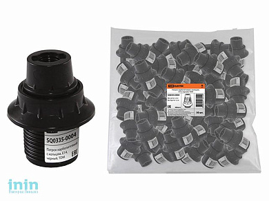 Патрон карболитовый с кольцом, Е14, черный, TDM