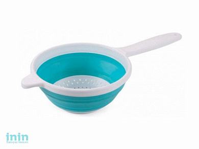 Дуршлаг складной "Compact", бирюза, BEROSSI (Изд. из пластм. Размер 398 х 220 х 86 мм (в рабочем состоянии), 398 х 220 х 30 мм (в сложенном виде))