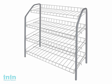 Этажерка для обуви 4-х секционная, 660х280х700 мм, серебряный, NIKA