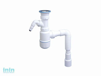 Cифон для умывальника с выпуском 70мм,с отводом для стиральной машины,с гибкой трубой 1 1/2"-40/50мм (NOVA)