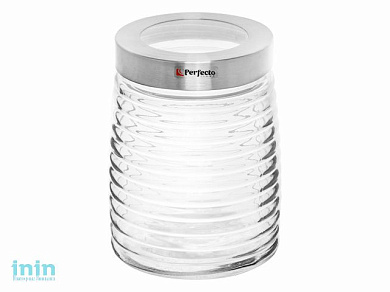 Банка для сыпучих продуктов стеклянная Ажур (Azhur) 1400 мл, PERFECTO LINEA