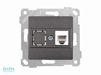 Розетка телефонная 1хRJ12 (скрытая, без рамки) дымчаиая, RITA, MUTLUSAN