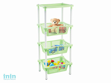 Этажерка Mommy love (Мамми лав) 4-х секционная, чайное дерево, BEROSSI (Изделие из пластмассы. Размер 401 х 278 х 935 мм)