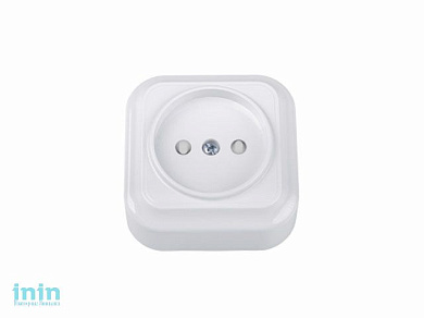 Розетка 1-ая (открытая, б/з, з/ш) белая, Вариант, Bylectrica (Розетка штепсельная для открытой установки со шторками Гарантийный срок:24 месяца)