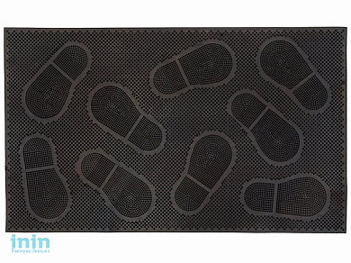 Коврик придверный 75х45 см, черный, "Следы", TM YPgroup (Размер 75х45 см. Материал: вулканизированная непористая резина.)