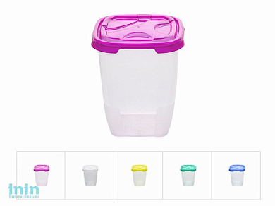 Контейнер пласт. прямоуг. 0.8 л, с крышкой, Frigo, DRINA (105х105х125 мм, цвета в ассортименте)