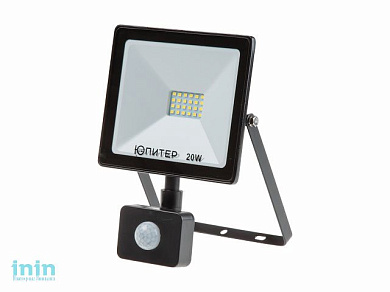 Прожектор светодиодный с датч. движ. 20 Вт 6500K IP44 ЮПИТЕР (1700 лм, холодный белый свет)