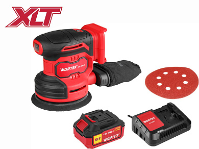 Аккум. эксцентриковая шлифмашина WORTEX COS 1218-1 E в кор. ALL1 XLT SET 18В, 125 мм, 6000-13000 (Амплитуда колебаний, мм: 1.6)