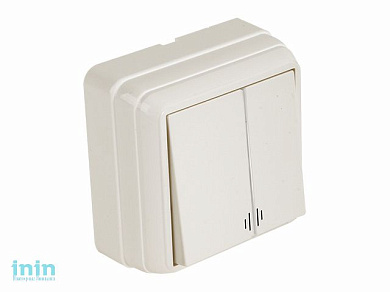 Выключатель 2-клав. (с подсветкой, открытый) кремовый, BRON, MUTLUSAN (10 A, 250 V, IP 20)
