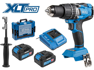 Аккум. дрель-шуруповерт BULL SR 1805 Xcase XLTpro, 2х4 А*ч, БЕСЩЕТ., 18 В, 120 Н*м, БЗП(мет.) 13 мм (Доп. функции: Ударное сверление, "AntiKickback", режим "TURBO")