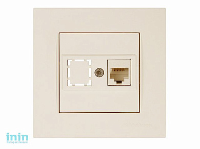 Розетка компьютерная 1xRJ45 (Cat6, скрытая) кремовая, RITA, MUTLUSAN