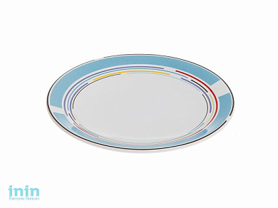 Тарелка десертная керамическая, 199 мм, круглая, серия Самсун, голубая полоска, PERFECTO LINEA (Супер цена!)