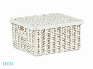 Ящик для хранения с крышкой ВЯЗАНИЕ 85х148х170мм (белый) (IDEA)