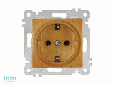 Розетка 1-ая (скрытая, без рамки, с/з) дуб, RITA, MUTLUSAN (16 A, 250 V, IP 20)