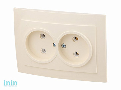 Розетка 2-ая (скрытая, б/з) бежевая, Стандарт, Юпитер (RS 16-237-БЖ) (ЮПИТЕР)