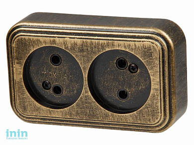 Розетка 2-ая (открытая, б/з) бронз., Стандарт, Юпитер (RA16-237-ЧБ) (ЮПИТЕР)