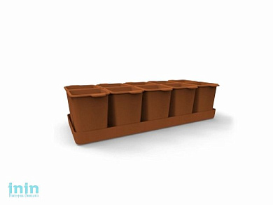 Набор стаканчиков для рассады с поддоном Flora (Флора), терракот, BEROSSI (Изделие из пластмассы. Размер 384 х 189 х 114 мм)