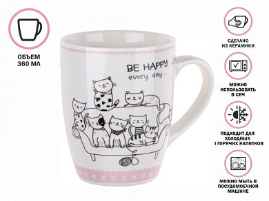 Кружка керамическая, 360 мл., ANIMAL FRIENDS-4, PERFECTO LINEA (30-063444)