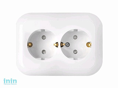 Розетка 2-ая (скрытая, с/з, со шторками) белая, Гармония, BYLECTRICA (штепсельная двухместная для скрытой установки с заземляющим контактом со шторкам