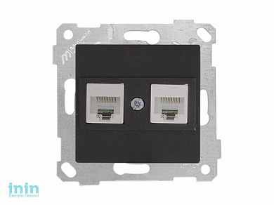 Розетка компьютерная 2xRJ45 (Cat5e, скрытая, без рамки) черная, RITA, MUTLUSAN