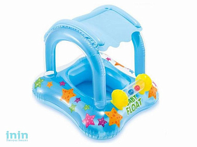 Надувной плотик для плавания с тентом, 81х66 см, INTEX (дял детей от 1 до 2 лет)