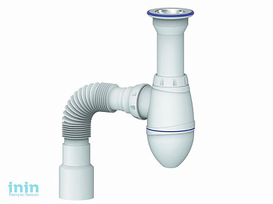 Сифон для умывальника с литым выпуском, с гибкой трубой 40х40/50, Unicorn