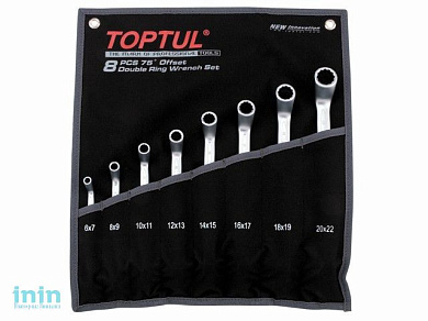 Набор ключей накидн. 6-22мм 8шт (черное полотно) TOPTUL (GPAI0802)