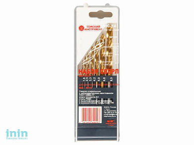 Набор сверл по мет.7 шт НС-14 Р6М5 TIN (ОАО "ТП Томский инструмент") (Под нарезку резьбы)