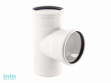 Тройник для малошумной канализации, белый 110/110х87 РосТурПласт