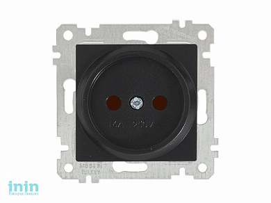 Розетка 1-ая (скрытая, без рамки, б/з, шторки) черная, RITA, MUTLUSAN (16 A, 250 V, IP 20)