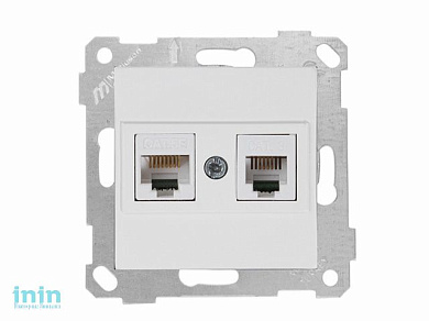 Розетка телефонная + компьютерная (RJ12+Cat5e, скрытая, без рамки) белая, RITA, MUTLUSAN