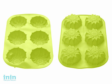 Форма для выпечки, силиконовая, прямоугольная на 6 кексов, 27.5 х 18 х 3 см, зеленая, PERFECTO LINEA