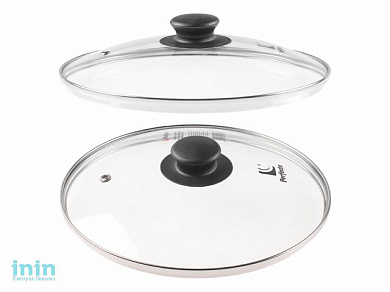 Крышка стеклянная, 260 мм, с металлическим ободом, круглая, PERFECTO LINEA (Стеклянная крышка на сковороду диаметром 26 см с паровыпуском изготовлена