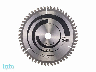 Диск пильный 190х20 мм 54 зуб. универсальный MULTIMATERIAL BOSCH (твердоспл. зуб)