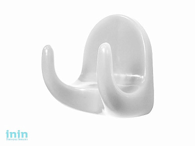 Крючок-вешалка самоклеющийся, двухрожковый, 5 шт., белый, GARDENPLAST (h=44 мм, b=38 мм)