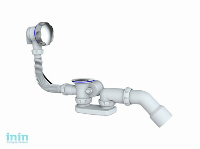 Сифон для ванны и глубокого поддона автомат с переливом и отводом д.40х 40/50, Unicorn (Сифон 1 1/2" для ванны с выпуском и переливом)