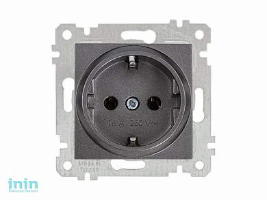 Розетка 1-ая (скрытая, без рамки, с/з) дымчатая, RITA, MUTLUSAN (16 A, 250 V, IP 20)