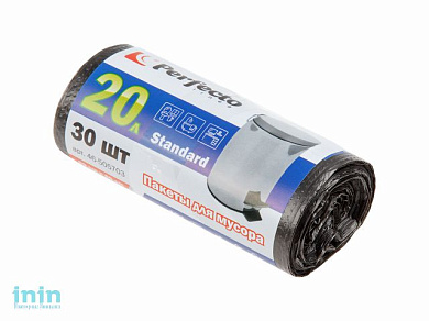 Пакеты для мусора Standard, 20 л, 30 шт., черные, PERFECTO LINEA (Размер: 50 х 40 см (7 мкм).)