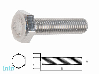 Болт М10х40 шестигр., нерж.сталь (А2), DIN 933 (2 шт в зип-локе) STARFIX