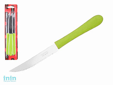 Набор ножей для стейка, 3шт., серия NEW TROPICAL, зеленые, DI SOLLE (Длина: 194 мм, длина лезвия: 97 мм, толщина: 0,8 мм. Прочная пластиковая ручка.)