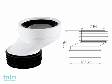 Соединитель  для унитаза эксцентриковый 60 мм, NOVA
