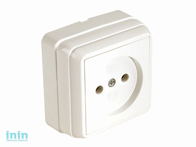 Розетка 1-ая (открытая, б/з) кремовая, BRON, MUTLUSAN (16 A, 250 V, IP 20)