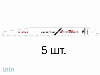 Пилка сабельная по дереву с гвоздями S3456XF (5 шт.) BOSCH (пропил прямой, грубый, быстрый рез в материале любой толщины)