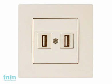 Розетка компьютерная 2хUSB (скрытая) кремовая, RITA, MUTLUSAN (2xUSB 2.0 port, highspeed, 480Mps, 60Mb/sec)